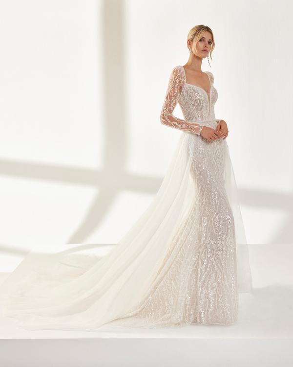 Rochie de mireasa cu maneci detasabile