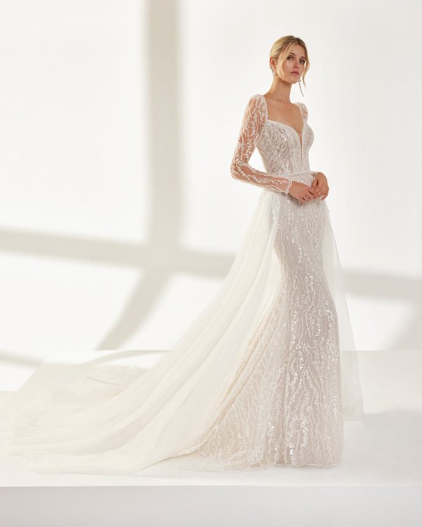 Rochie de mireasa cu maneci detasabile