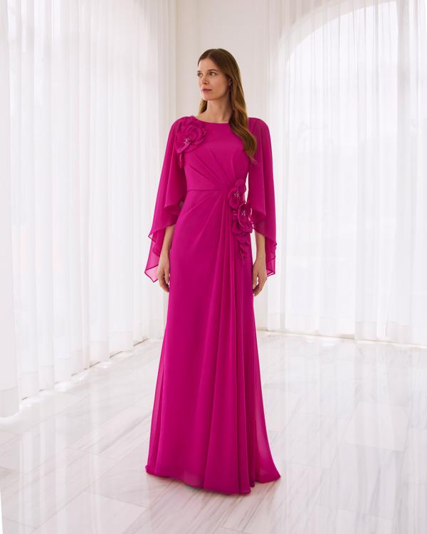 Rochie lunga de ocazie cu flori 3D